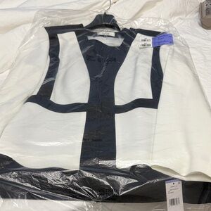 Le Suit Black and White Skirt Suit
